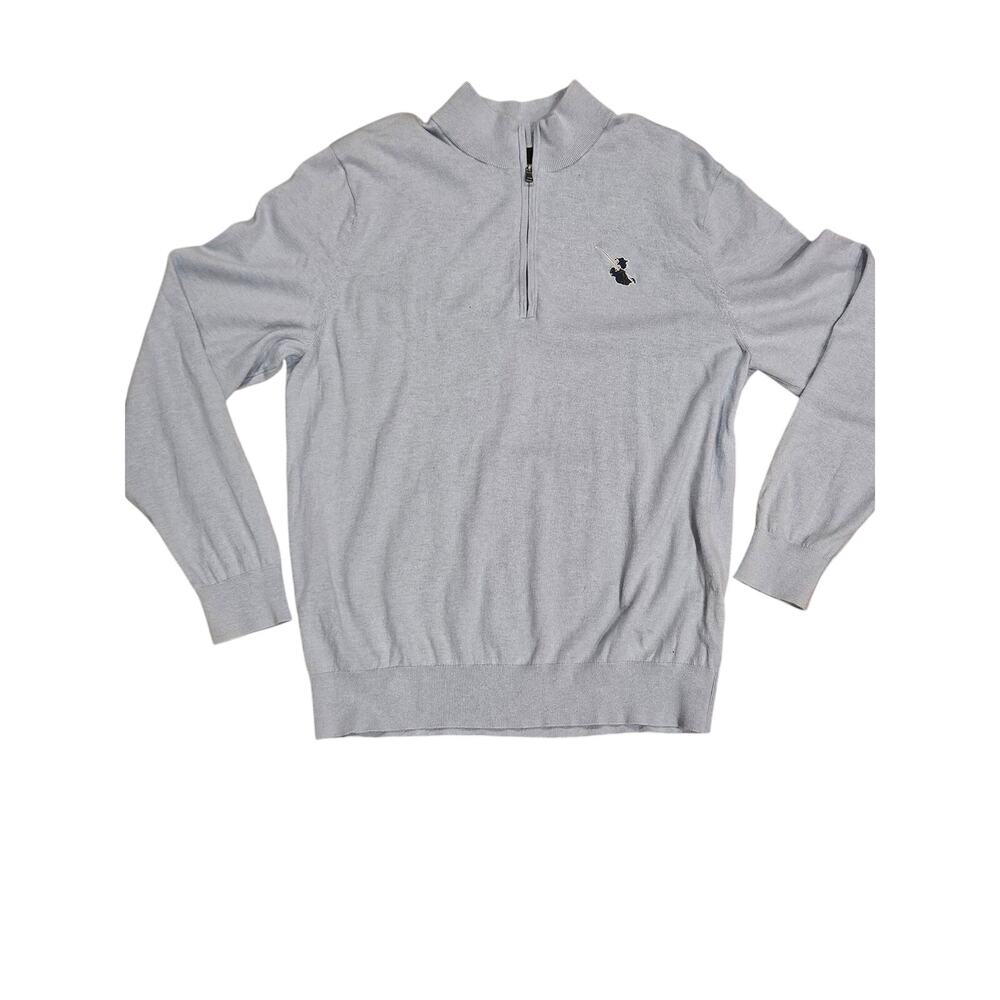 Dunning quarter zip golf sweater cotton silk cashmere mens xl baby blue